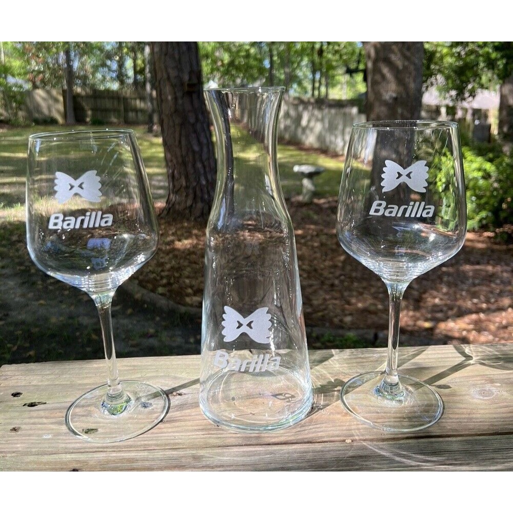 Barilla Pasta Wine Carafe & Glasses Set by Rona in Foam Padded Case